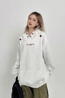 Vogsion Vintage Cross Embroidery Oversized Cotton Hoodie