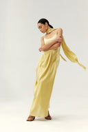 Golden Tides Vacation Dress – Satin-Blend Summer Maxi