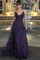 Vogsion Nocturne Sculpted Sequin Maxi Gown purple deep v neckline lace up back floor length evening dress