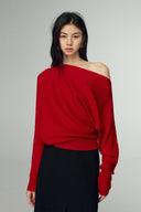Asymmetrical Off-Shoulder Knit Top – Minimalist Sweater for Women