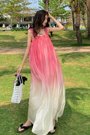Vogsion Sunset Bloom Ombre Maxi Dress