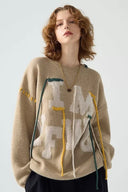Vogsion “IM YF/WG” Hand-Embroidered Statement Knit Sweater
