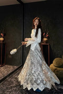 Vogsion x SJHH “Phoenix Blossom” Handcrafted Chinese Embroidered Sequin Lace Maxi Skirt