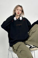 Vogsion Vintage Cross Embroidery Oversized Cotton Hoodie