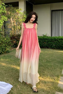 Vogsion Sunset Bloom Ombre Maxi Dress