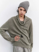 Luxury Cashmere Cowl Neck Sweater – Women’s Oversized Pullover Knitwear in Black, White, Grey & Olive Green | Winter Fall Daily Outfit Essential