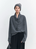 Luxury Cashmere Cowl Neck Sweater – Women’s Oversized Pullover Knitwear in Black, White, Grey & Olive Green | Winter Fall Daily Outfit Essential