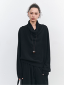 Luxury Cashmere Cowl Neck Sweater – Women’s Oversized Pullover Knitwear in Black, White, Grey & Olive Green | Winter Fall Daily Outfit Essential