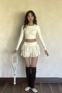 KOKOYAYA Twist Front Padded Long Sleeve Crop Top with Open Back – Built-in Bra Yoga Pilates Dance Activewear Shirt for Women