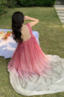 Vogsion Sunset Bloom Ombre Maxi Dress