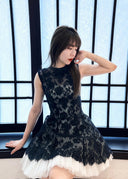 Vogsion Shushu Renaissance Stiff Wool-Lace Coquette Dress