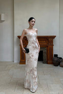 VOGSION “Ethereal Bloom” Embroidered Floral Gown