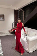 Vogsion “Moonlit Muse” High-Neck Mermaid Gown