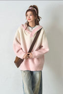 Vogsion "Aura Gradient" Mohair-Blend Henley Hoodie | Oversized Ombre Knit Sweater for Gen-Z Aesthetic