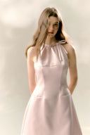 Blush Pink Bow Halter Mini Dress – Elegant Birthday, Date & Party Outfit