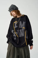 Vogsion “IM YF/WG” Hand-Embroidered Statement Knit Sweater