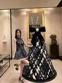 Vogsion Shushu Renaissance Stiff Wool-Lace Coquette Dress