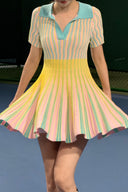 Eli.Zac Courtlight Knit Pleated Tennis Mini Dress – Pastel Summer Stripe