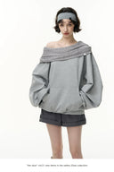 Convertible Off-Shoulder Hoodie Sweatshirt – Oversized 2-in-1 Pullover Top with Hood, Casual Streetwear & Loungewear