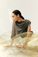 Duneveil Mesh Drape Asymmetrical Sleeveless Top
