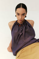 Silk Resin-Bead Halter Top – Mauve Purple