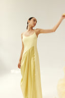 Golden Tides Vacation Dress – Satin-Blend Summer Maxi