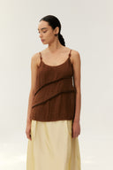 Ambergrain Textured Knit Camisole – Sand Brown Beaded Strap Top
