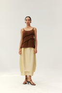 Ambergrain Textured Knit Camisole – Sand Brown Beaded Strap Top