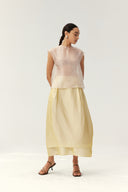 Layered Silk Balloon Skirt – Pale Gold