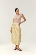 Layered Silk Balloon Skirt – Pale Gold