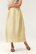 Layered Silk Balloon Skirt – Pale Gold