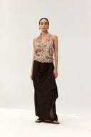 Tropical Floral Halter Backless Top