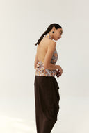 Tropical Floral Halter Backless Top