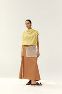 Rust Orange Skirt with Mesh Overlay