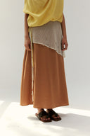 Rust Orange Skirt with Mesh Overlay
