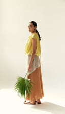 Rust Orange Skirt with Mesh Overlay