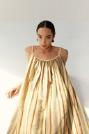 Sunset Mirage Bohemian Maxi Dress – Handwoven Vacation Striped Gown