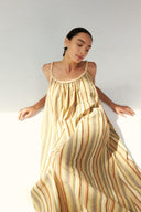 Sunset Mirage Bohemian Maxi Dress – Handwoven Vacation Striped Gown