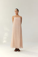 Embellished Cami Slip Dress – Pink Crinkle with Beads