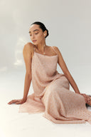 Embellished Cami Slip Dress – Pink Crinkle with Beads