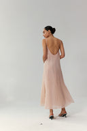 Embellished Cami Slip Dress – Pink Crinkle with Beads