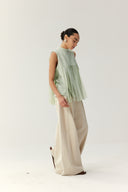 Natural Texture Vintage Paneled Wide-leg Denim Trousers