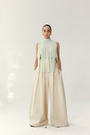 Natural Texture Vintage Paneled Wide-leg Denim Trousers