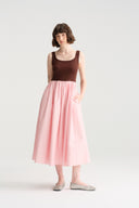 A-Line Two-Tone Pink Midi Summer Dress – Everyday Elegance