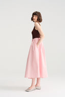 A-Line Two-Tone Pink Midi Summer Dress – Everyday Elegance