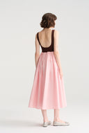 A-Line Two-Tone Pink Midi Summer Dress – Everyday Elegance
