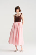 A-Line Two-Tone Pink Midi Summer Dress – Everyday Elegance