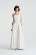 SEEDAN Minimalist Backless Halterneck Lime Green A-Line Maxi Dress