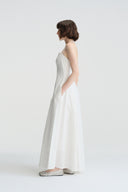 SEEDAN Minimalist Backless Halterneck Lime Green A-Line Maxi Dress