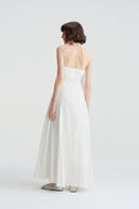 SEEDAN Minimalist Backless Halterneck Lime Green A-Line Maxi Dress